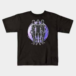 Futuristic Trio Cyborg Man Space Rave Techno Dancer Science Fiction Nerd Hologram Technology Kids T-Shirt